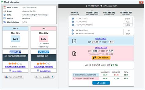 oddsmatcher calculator